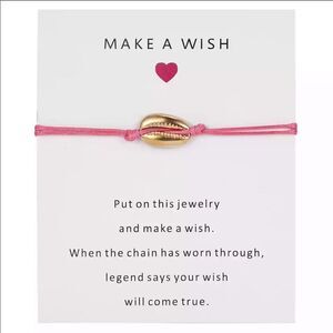 PINK Make A Wish Cord Cowrie Bracelet